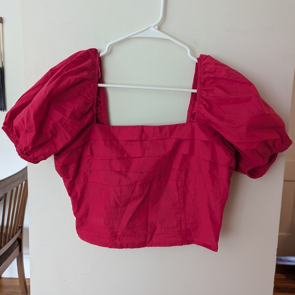 NWT Red Puff Sleeve Top
